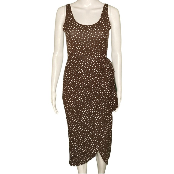 NWT Reformation Kaila Mocha Polka Dot Print Wrap Dress - Sz XS - Picture 6 of 11